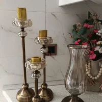 سینی آینه ای شمعدان و گلدان
