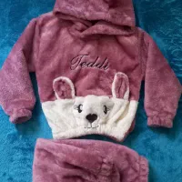 هودی وشلوار تدی دخترانه مناسب یک تا سه سال|کفش و لباس بچه|قزوین, |دیوار