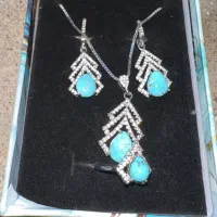 ست گوشواره و گردنبند نقره ۹۰۵ (کار دست)