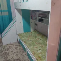 تخت خواب نوجوان دو طبقه همراه با کتابخانه
