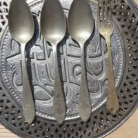 قاشق و چنگال بزرگ برنجی قدیمی