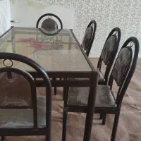 میز نهار خوری،فلزیوشیشه ای ۶نفره،درحدنووتمیز|میز و صندلی غذاخوری|شیروان (خراسان), |دیوار