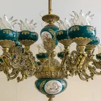 لوستر سرامیکی رنگ آنتیک ۸ شاخه
