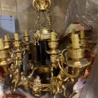 لوستر تمام برنز مدل امپریال ۱۵ شاخه با لاله اشک