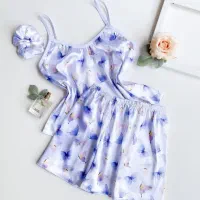 لباس خواب ساتن سه تیکه