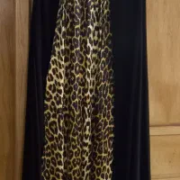 لباس مجلسی مشکی وکارشده پارچه طرح پلنگی