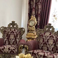 ست مبلمان سلطنتی ورق طلا پارچه ترک با پرده در حد