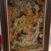 تابلوفرش تبریز چله ابریشم طرح مینیاتور