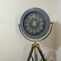 ساعت سه پایه ایستاده طوسی طلایی