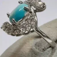 انگشتر فیروزه نقره عیار بالا با روکش طلا