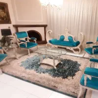 مبل استیل ۷ نفره + میز ناهارخوری ۸ نفره + کنسول