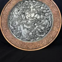 سینی مسی دیوار کوب قلم آبکاری نقره