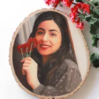 نقاشی چهره با رنگ روغن روی چوب