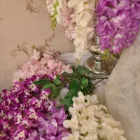یک جفت گلدان آینه کاری نقره‌ای+گل‌های قابل شستشو|گل مصنوعی|کرج, اصفهانی‌ها|دیوار