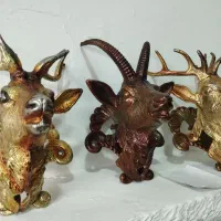 سه عدد کله گوزن برنجی