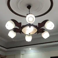 لوستر چوبی 6 شاخه|لوستر و چراغ آویز|تهران, افسریه جنوبی|دیوار