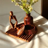 ست جلو مبلی سنگ مصنوعی طرح چوب