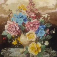 تابلو فرش دستبافت گل و گلدان سفالی