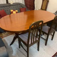 میزنهارخوری ۸ نفره چوب گردو، پایه متحرک|میز و صندلی غذاخوری|مشهد, شهید فرامرز عباسی|دیوار