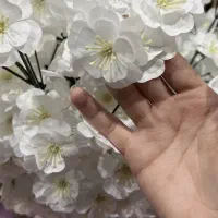 گل مصنوعی شکوفه سفید ۵ شاخه بلند