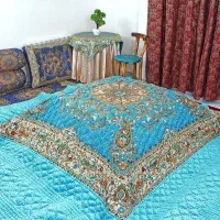 لحاف کرسی مدل اسکاتو آبی با سرویس کامل فول