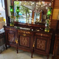 آینه و کنسول سه درب ایتالیایی معرق براق چوب گلنازک|بوفه، ویترین، کنسول|تهران, افسریه شمالی|دیوار
