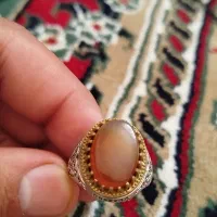 انگشتر عقیق یمانی نقره ۹۲۵ تاج طلایی