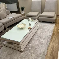 میز جلو مبلی سفید چوبی