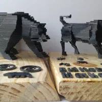 مجسمه دکوری گاو و خرس فلزی نماد بورس ، فارکس