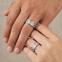 حلقه دونفره طرح لیزری نقره