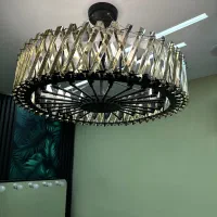 لوستر مینیمال مشکی رنگ با کریستال شامپاینی