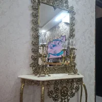 اینه شمعدان برنجی طلایی سنگین