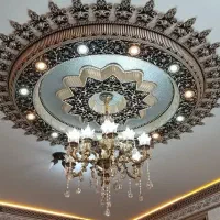 زیر لوستر.  دور لوستر.  دورلامپی.   دایره و ستاره|لوستر و چراغ آویز|نجف‌آباد, مولوی شمالی|دیوار