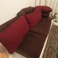 یک دست مبل ۶ نفره رنگ قهوه ای کارکرده