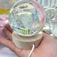 چراغ کریستالی شفاف با پایه چوبی|چراغ خواب و آباژور|یزد, |دیوار