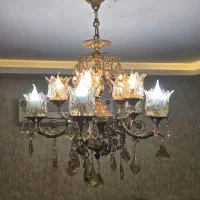 فروش لوستربرنج کریستال ،ده شعله|لوستر و چراغ آویز|رشت, کاکتوس|دیوار