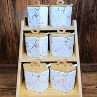 جا ادویه سرامیکی با استند بامبو