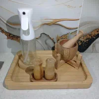 بانکه استند هاون نمک پاش سینی چوب روغن ریز بامبو|ظروف سرو و پذیرایی|شیراز, مسلم|دیوار