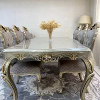 میز ناهار خوری سلطنتی 6 نفره طلا کوب نو نو