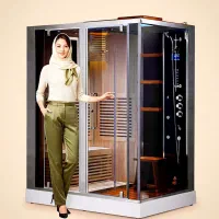 سونا بخار و خشک و دوش همه‌ش تو یه کابین جکوزی ویلا