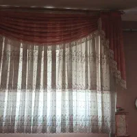 پرده حریر با ساتن زیر .پرده کرکره|پرده، رانر، رومیزی|کرمان, |دیوار