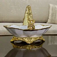 ظرف سفید طلایی سه تیکه