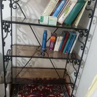 کتابخانه فرفورژه به همراه آئینه و کنسول|کتابخانه، شلف، قفسه‌های دیواری|لوشان, |دیوار