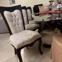 میز ناهار خوری ۸ نفره شیشه ایی پایه میز چوبی|میز و صندلی غذاخوری|تهران, حسین‌آباد|دیوار
