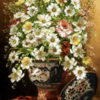 گل و گلدان برای بافت تابلوفرش نفیس
