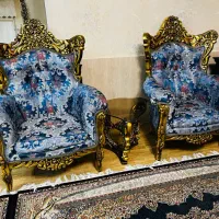 مبل استیل و میز غذا خوری چوب و روکش ورق طلا|مبلمان خانگی و میز عسلی|کرج, کیانمهر|دیوار