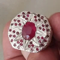 انگشترنقره۹۲۵ کاردست .نگین یاقوت سرخ اناری برمه|جواهرات|بیرجند, |دیوار