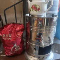 فروش سماور ذغالی به همراه یک قوری ویک بسته ذغال