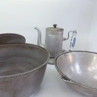 ست قابلمه و نیم قابلمه چدنی و کتری عتیقه|کلکسیون اشیاء عتیقه|سبزوار, همت|دیوار