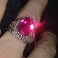انگشترنقره یاقوت رزصورتی  ۱۵قیراط رکاب تهران قدیمی